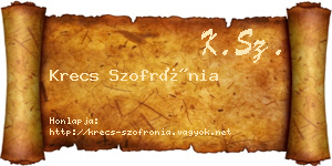 Krecs Szofrónia névjegykártya